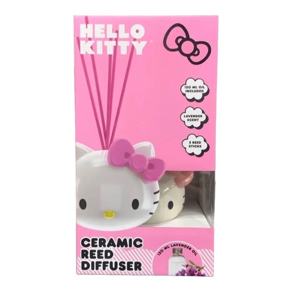 Hello Kitty lavender scented white ceramic diffuser with oil and 5 reed sticks - Picture 4 of 4